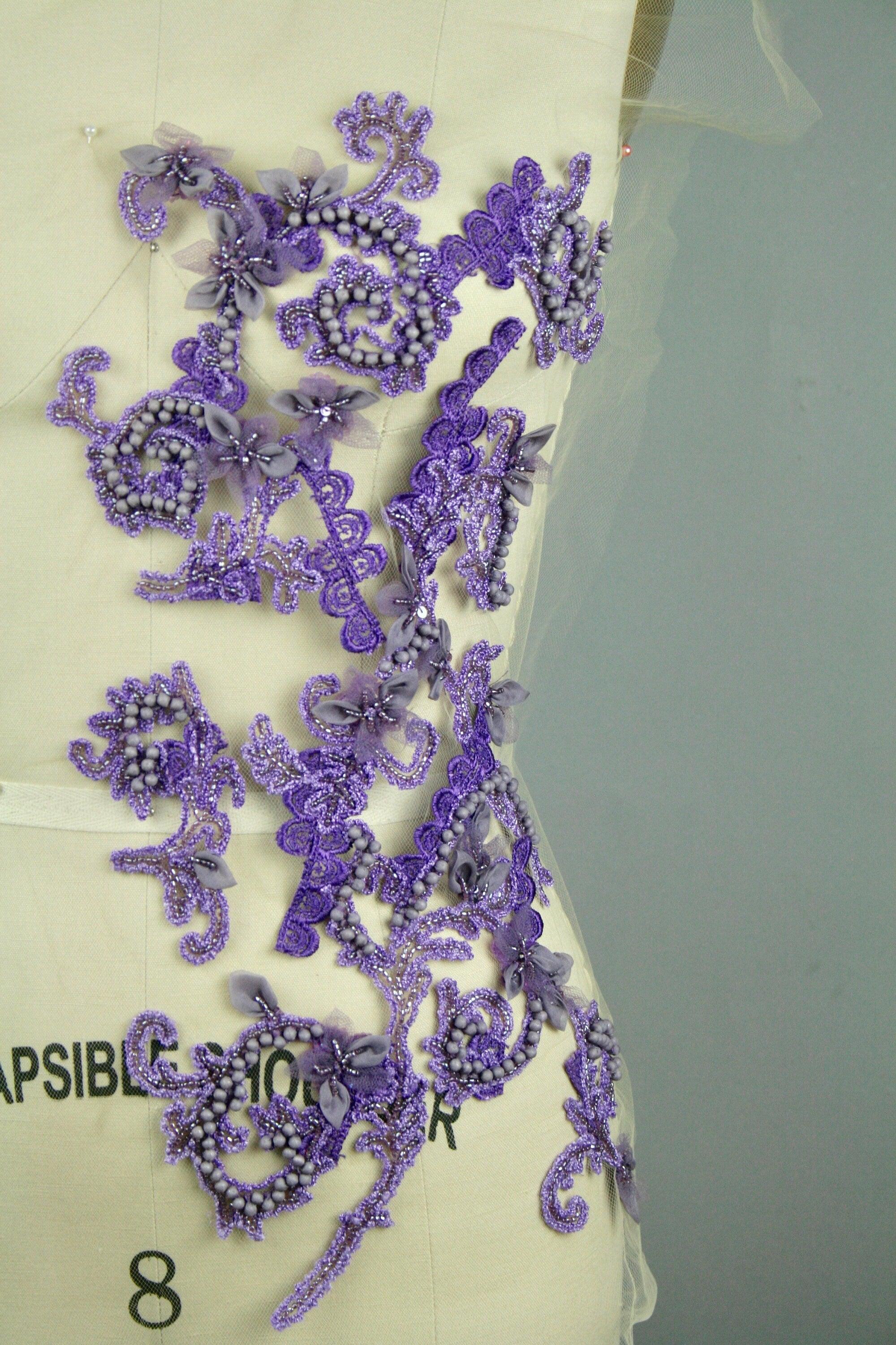 3D Lavender Floral Applique - Moda Artisans