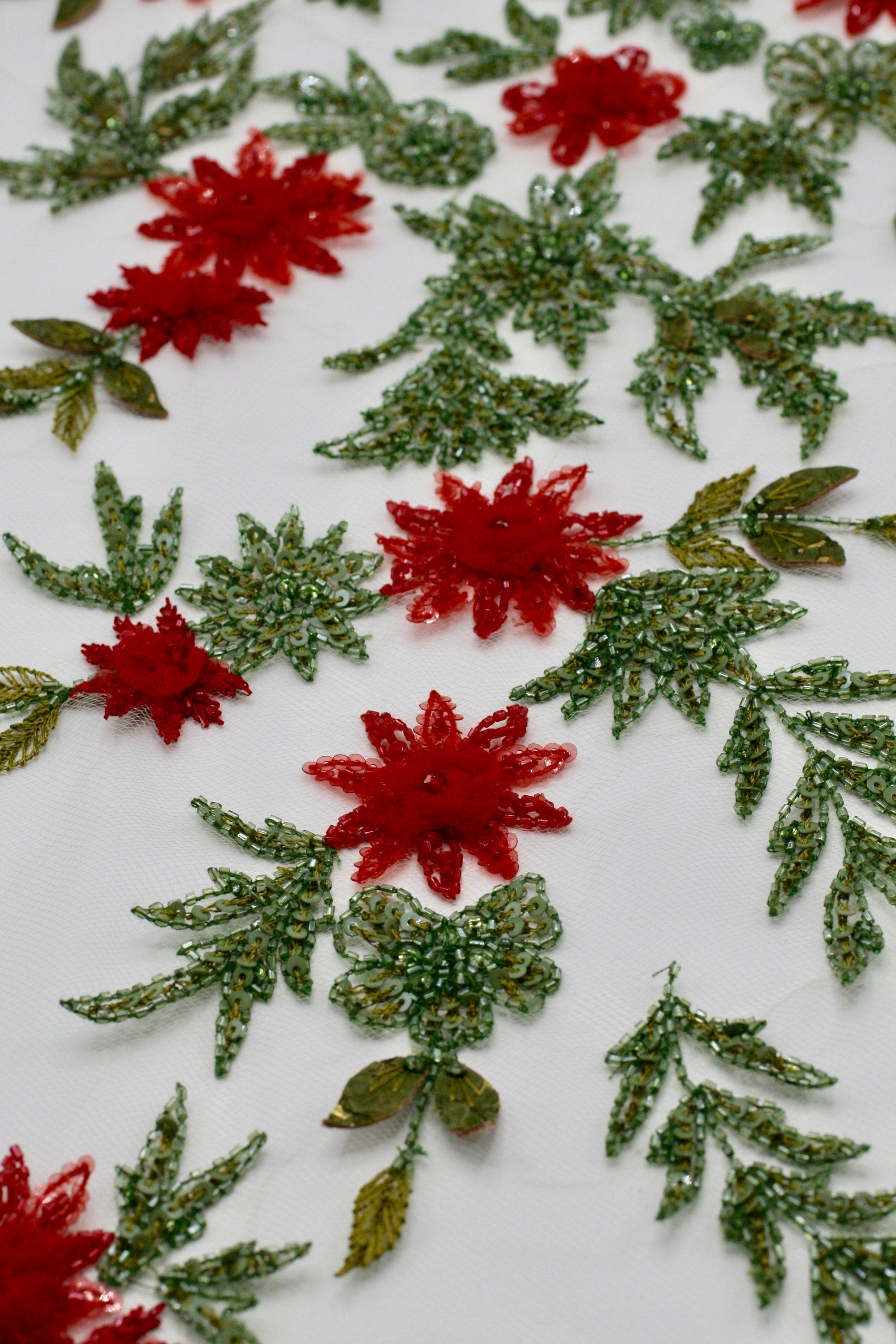 3D Indian Siam Floral Beaded Applique