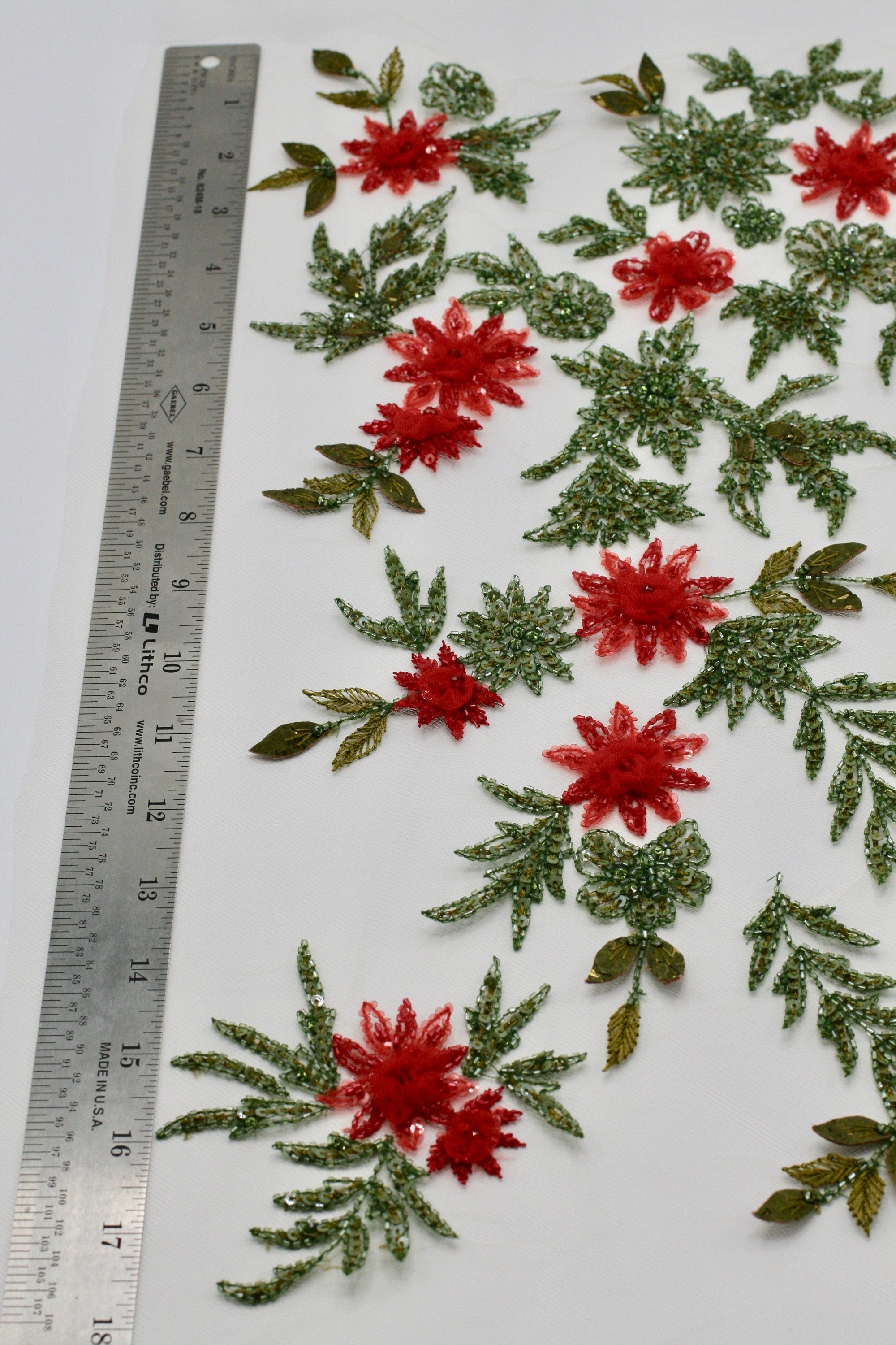 3D Indian Siam Floral Beaded Applique