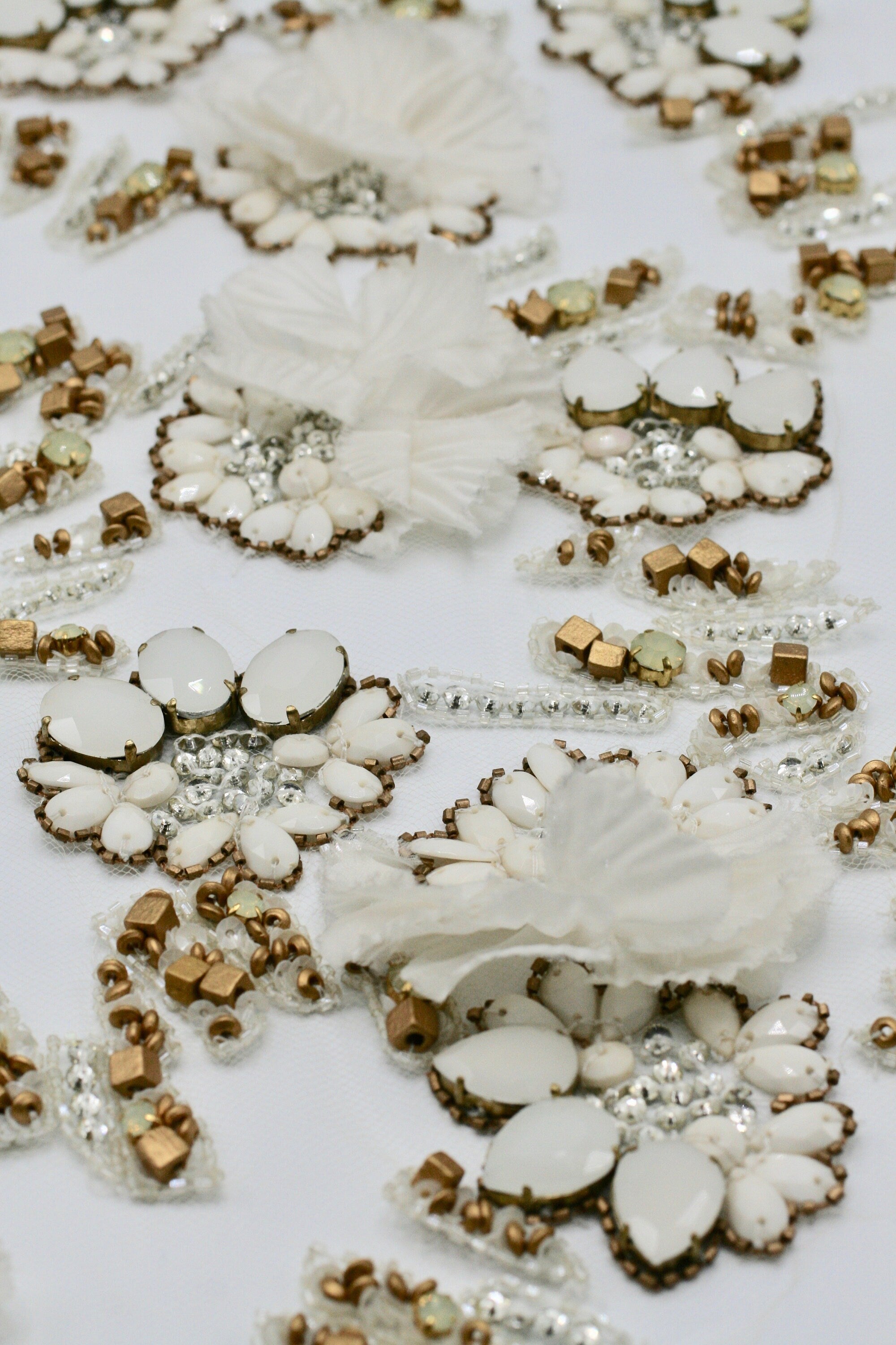 3D Heavy Beaded Crystal Wedding Applique