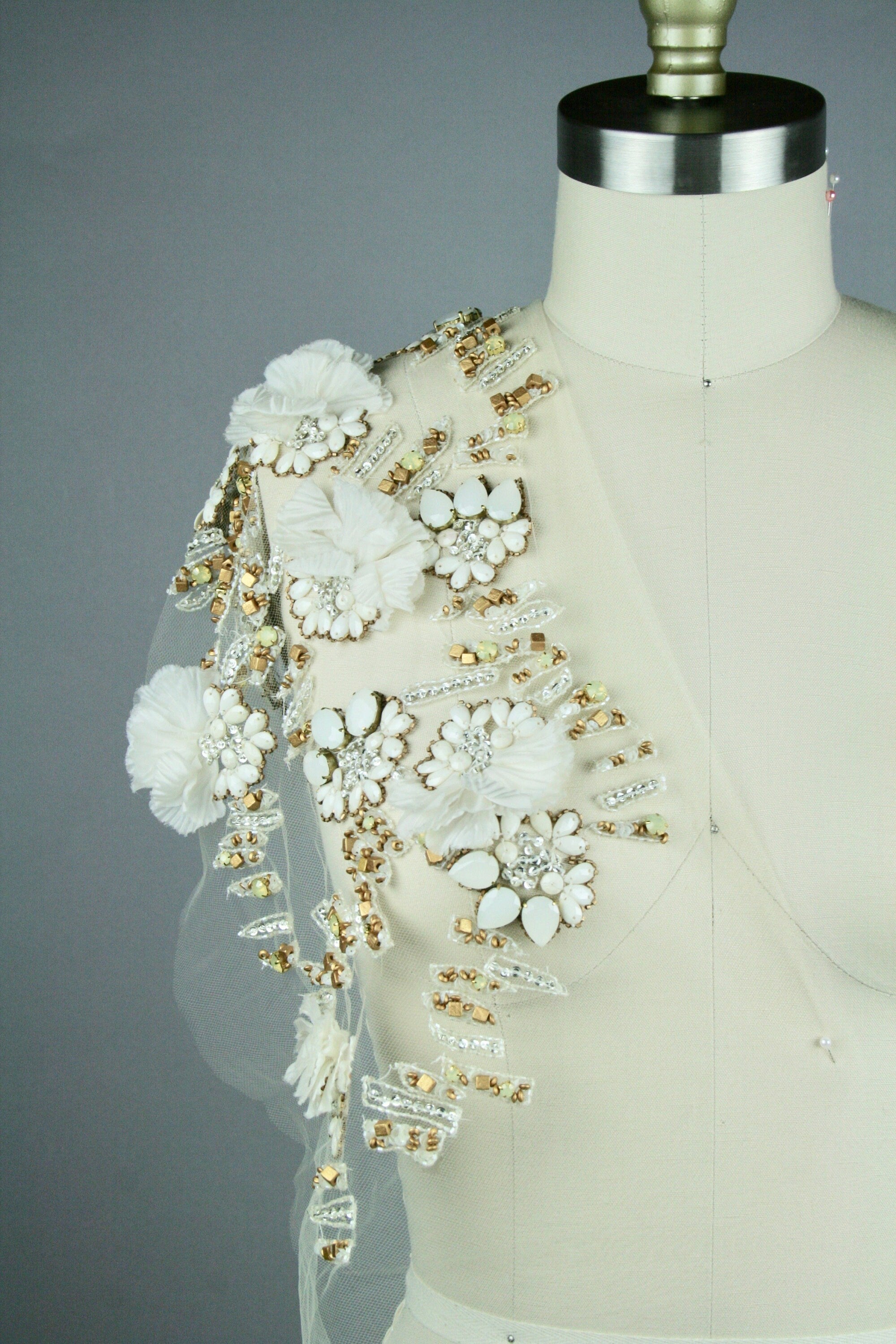 3D Heavy Beaded Crystal Wedding Applique