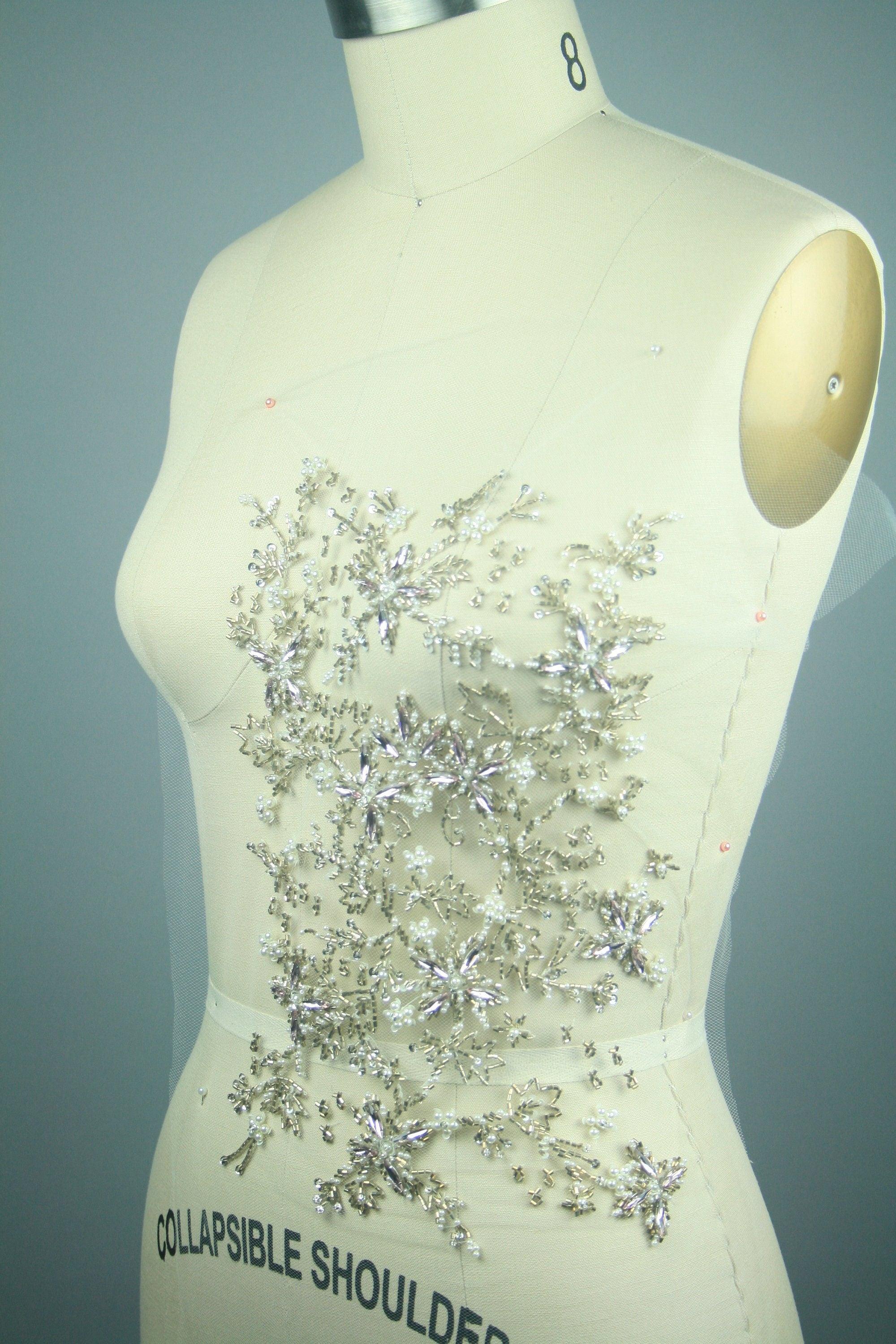 3D Bridal Heavy Beaded Antique Applique - Moda Artisans