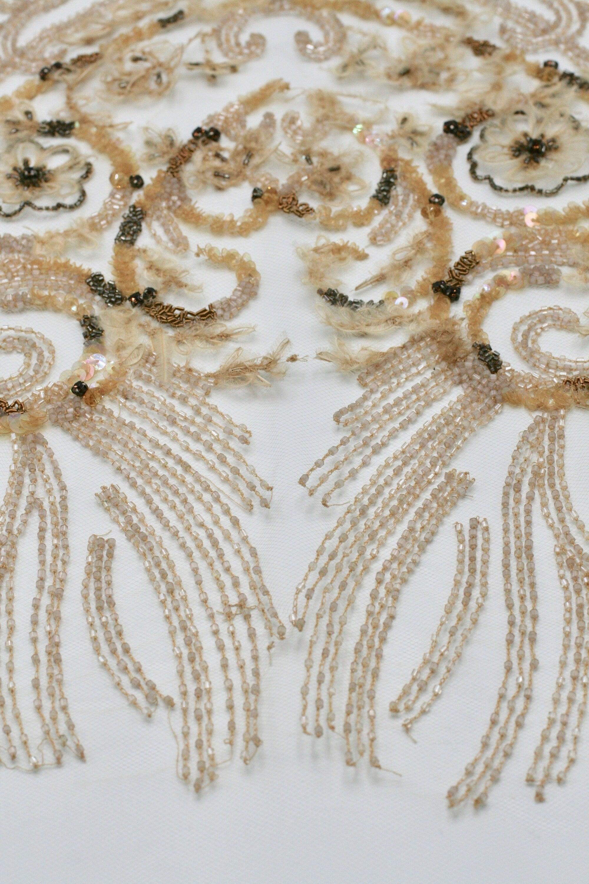 C119 - Champagne Floral Baroque Applique - Moda Artisans