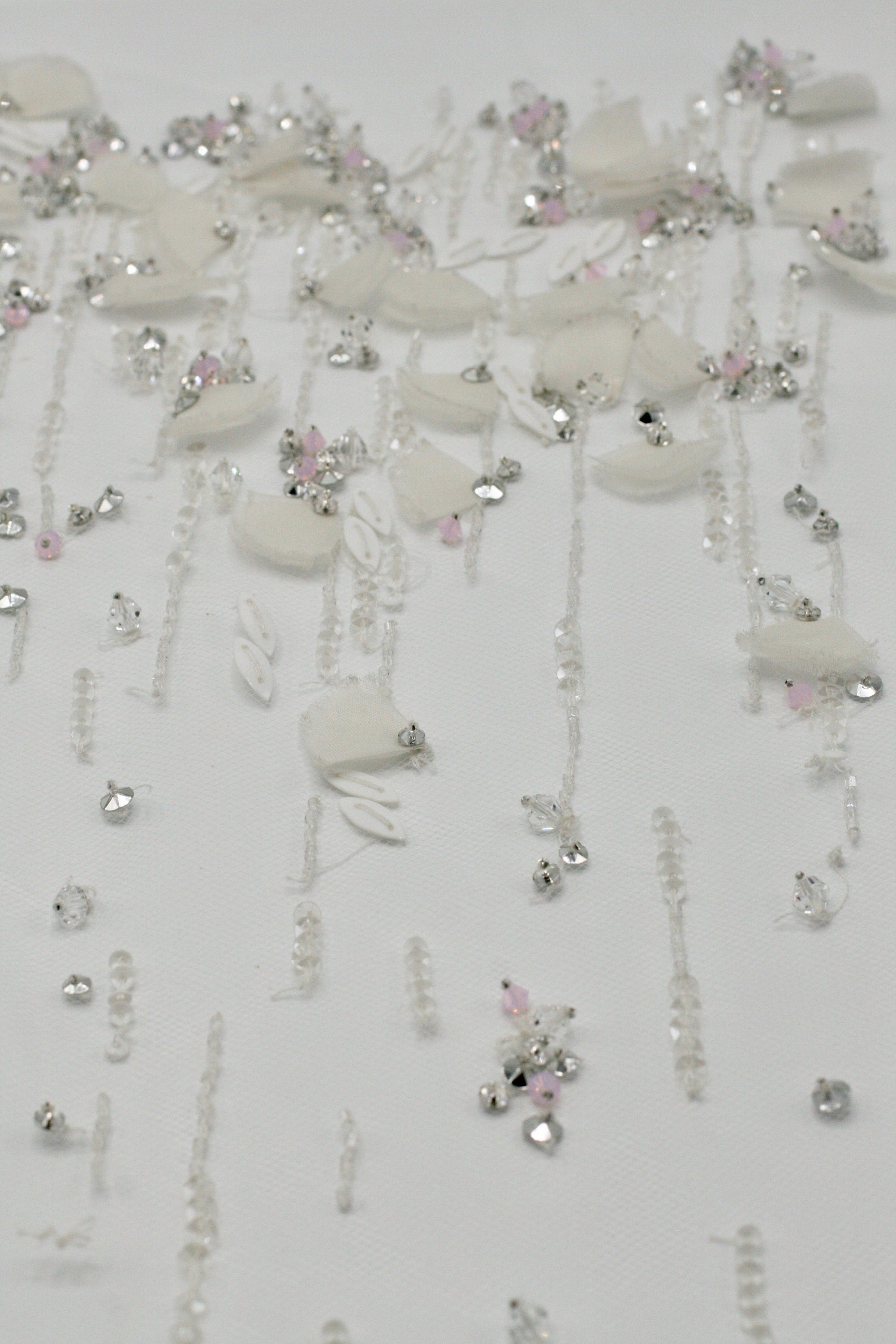 3D White Wedding Cascading Applique