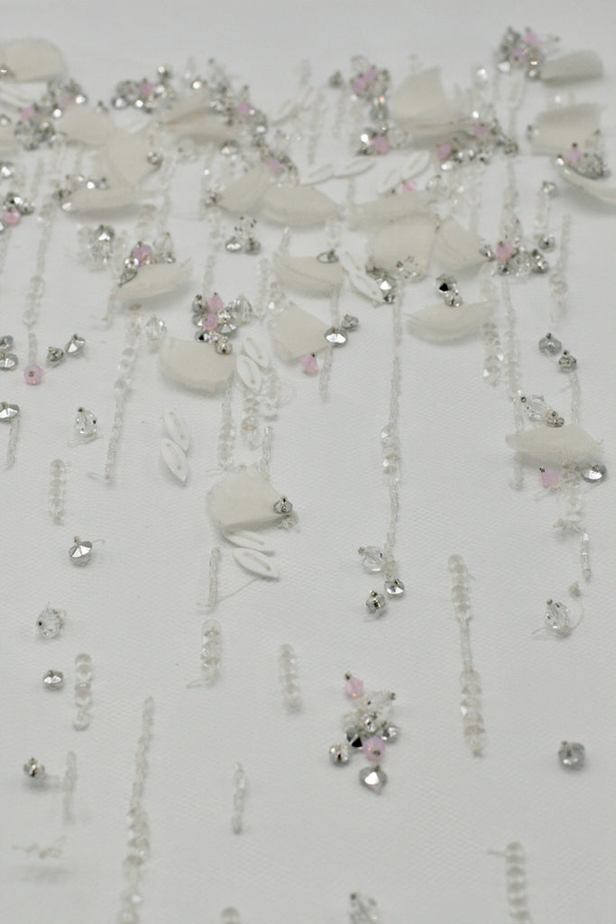3D White Wedding Cascading Applique