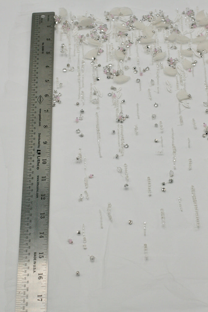 3D White Wedding Cascading Applique