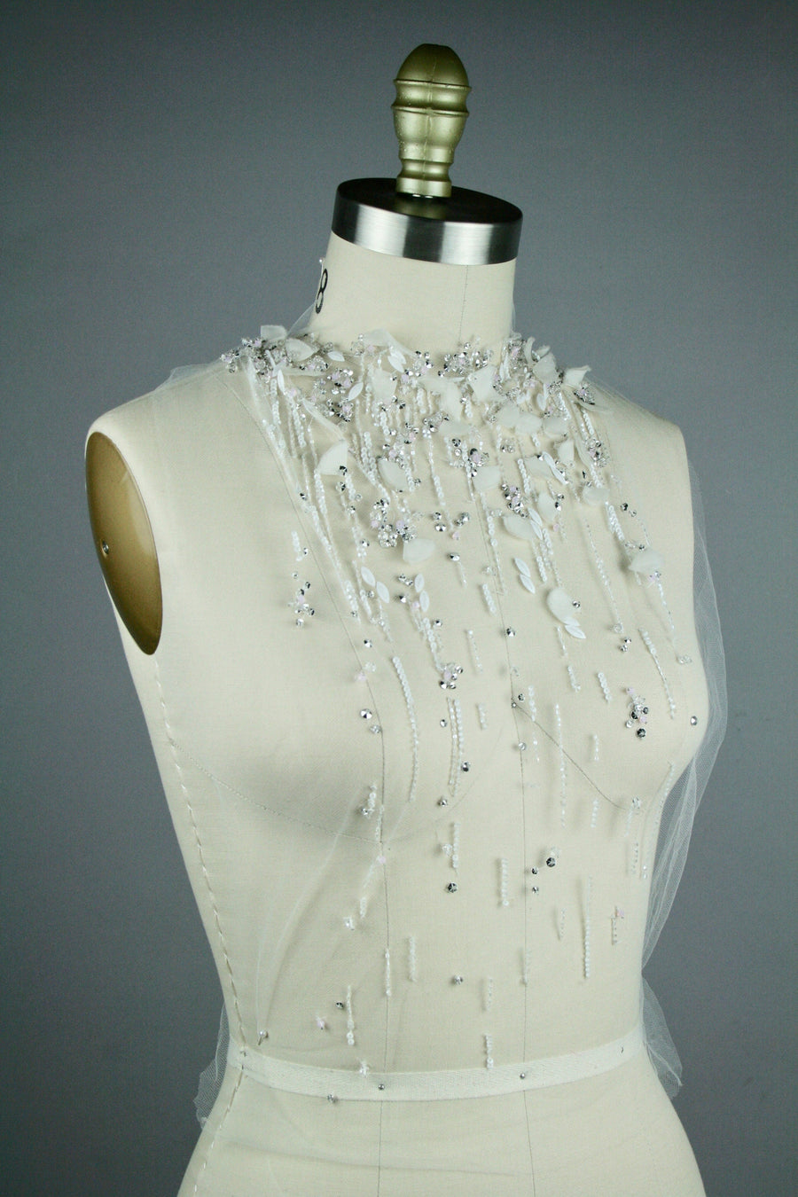 3D White Wedding Cascading Applique