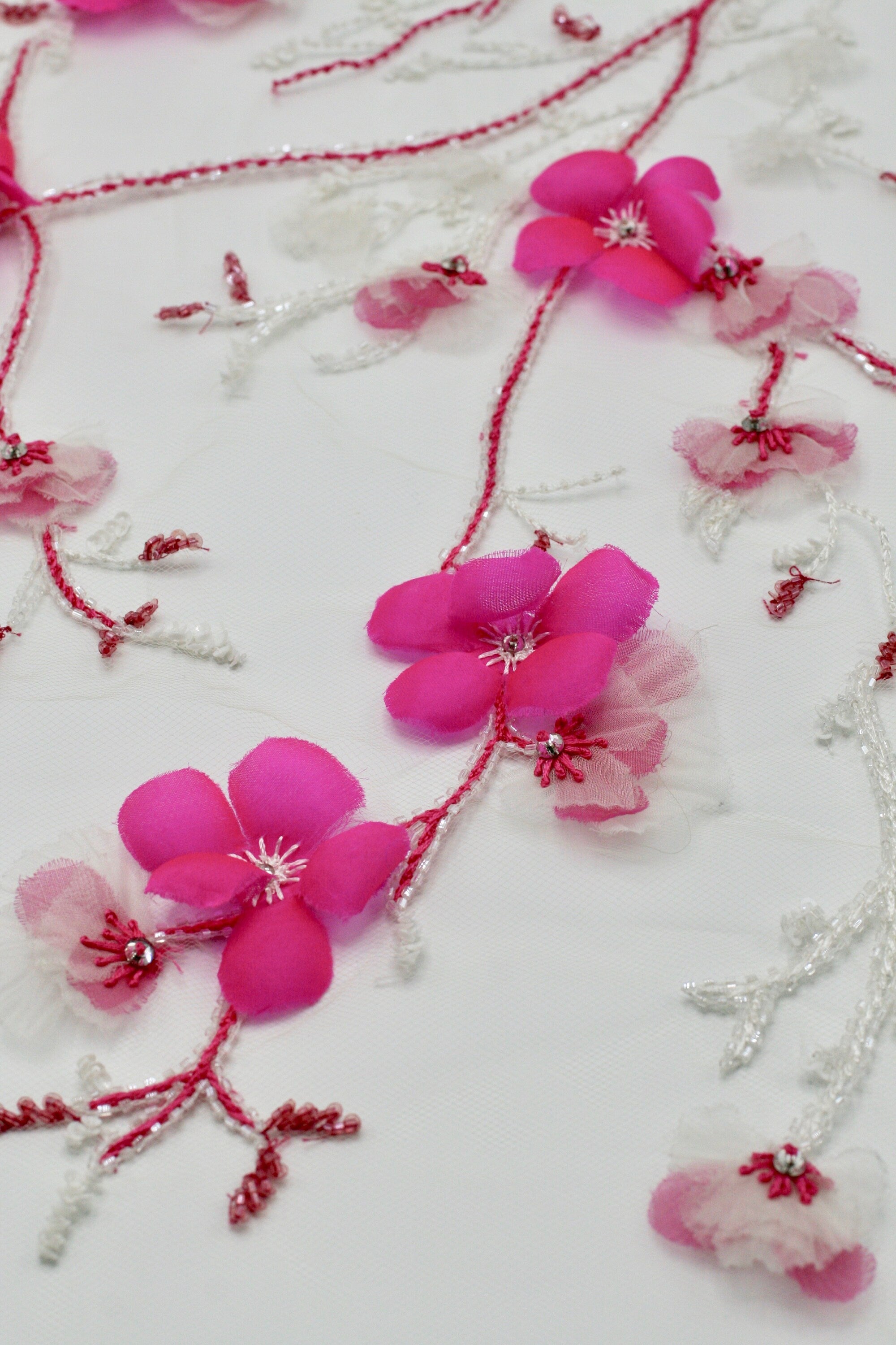 3D Indian Pink Floral Applique