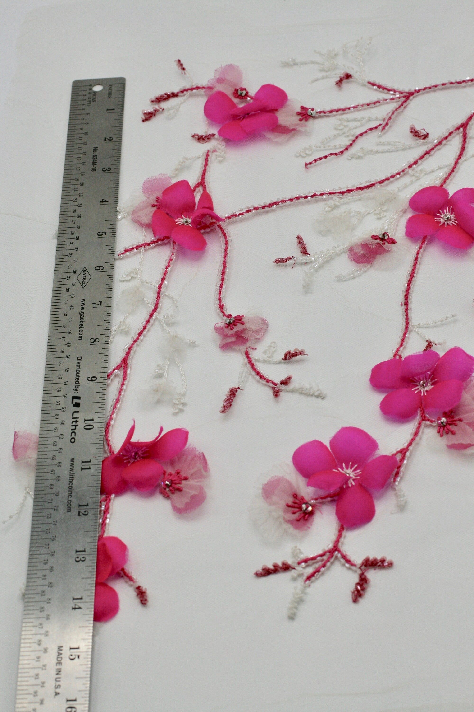 3D Indian Pink Floral Applique