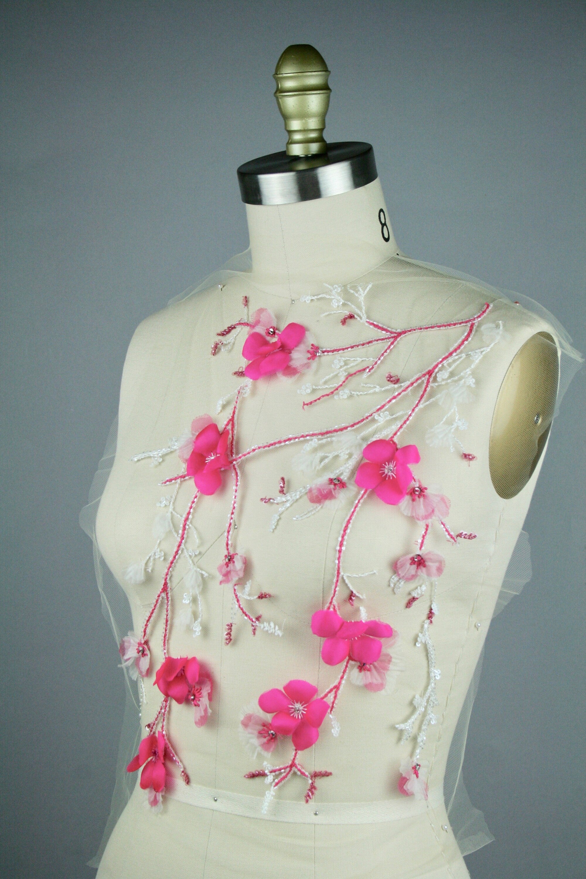 3D Indian Pink Floral Applique