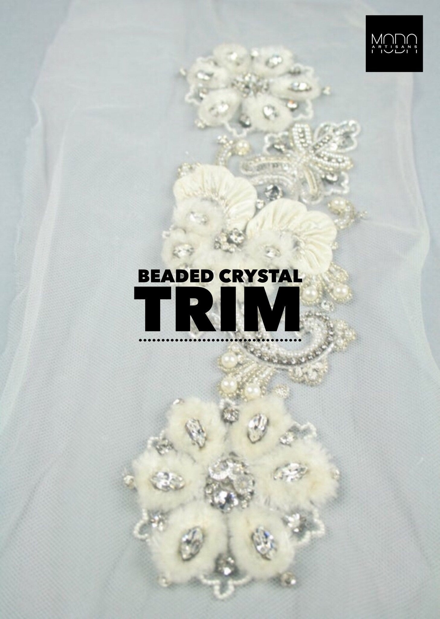 3D Crystal & Pearl Wedding Applique