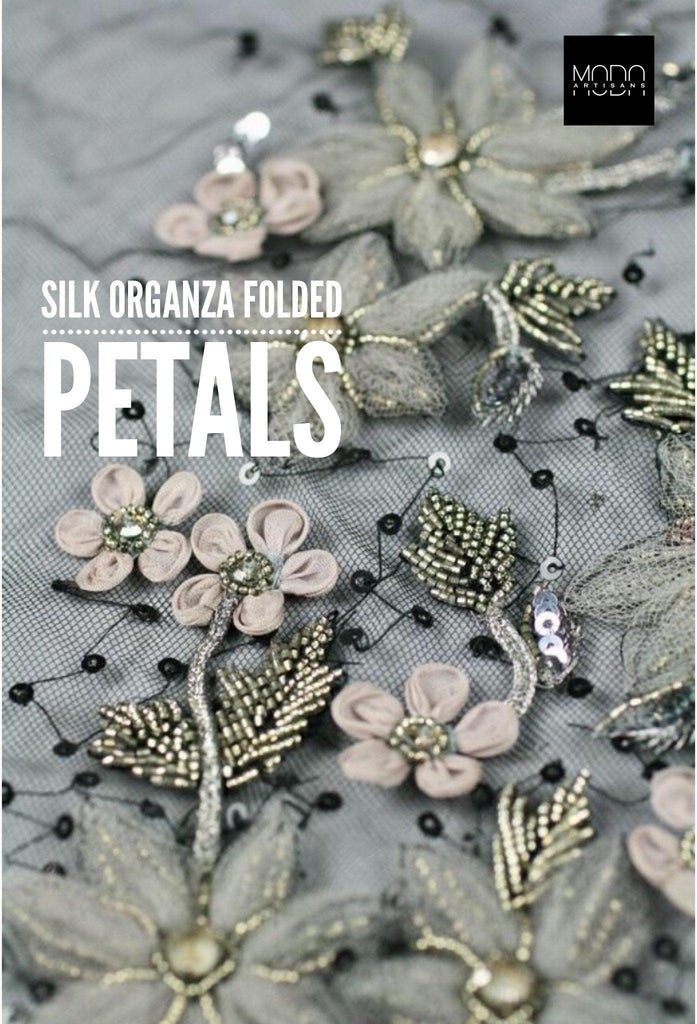 3D Greige & Silver Beaded Applique - Moda Artisans