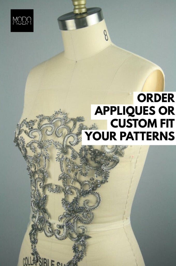 3D Platinum Beaded Applique
