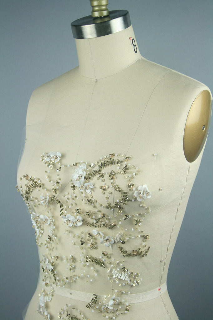C108 - Antique Gold Bridal Bodice Applique