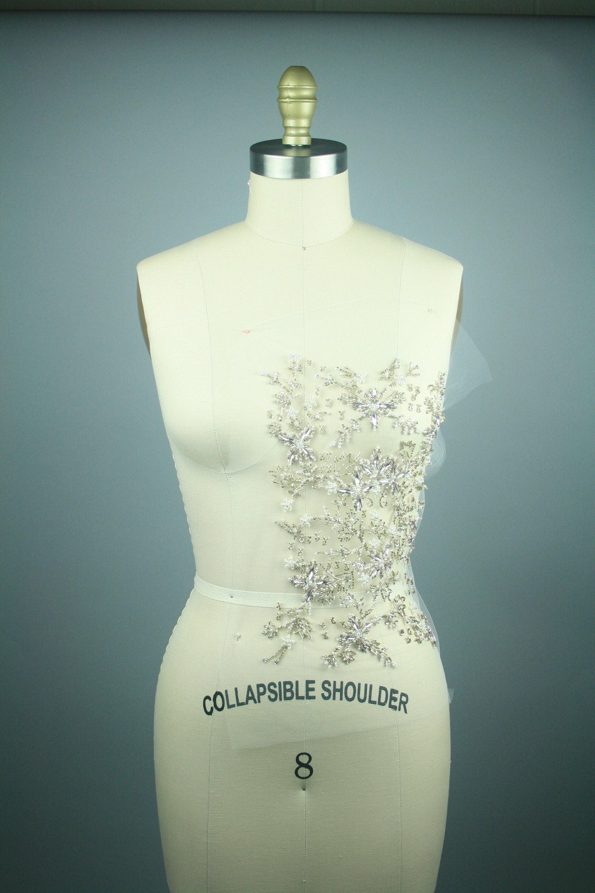 3D Bridal Heavy Beaded Antique Applique - Moda Artisans