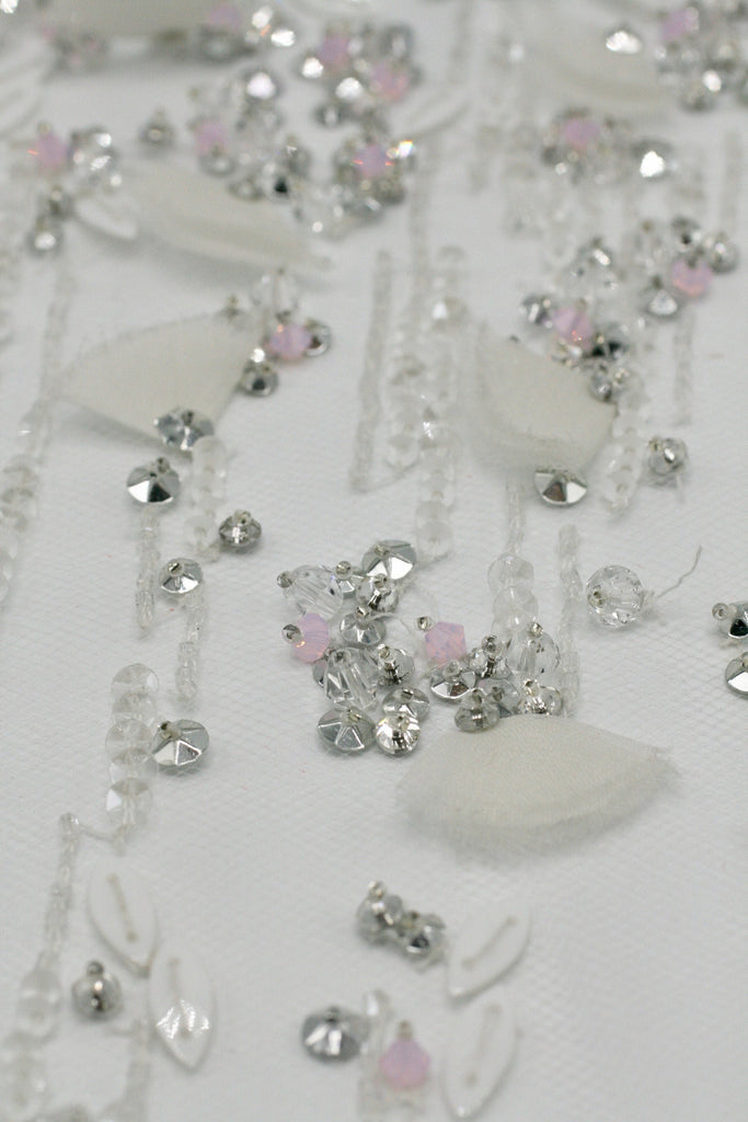 3D White Wedding Cascading Applique