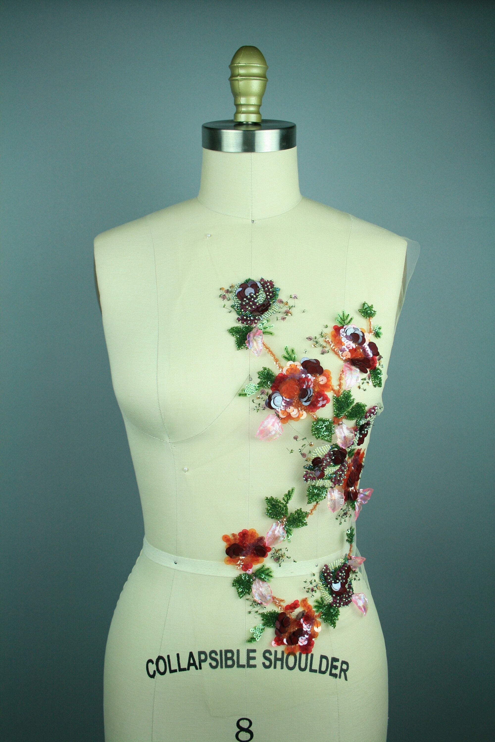 3D Red & Green Multi Hued Floral Panel