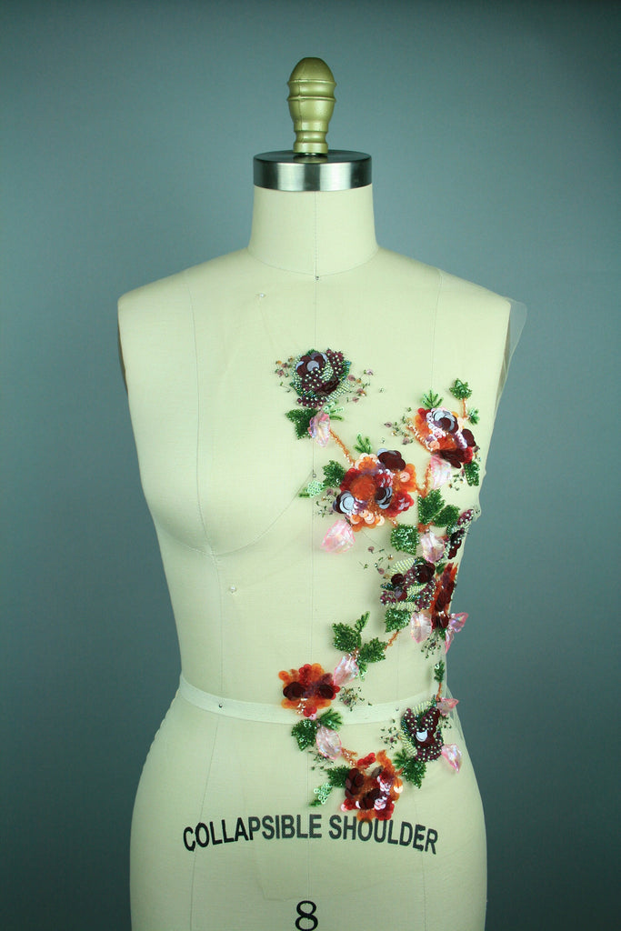 3D Red & Green Multi Hued Floral Panel