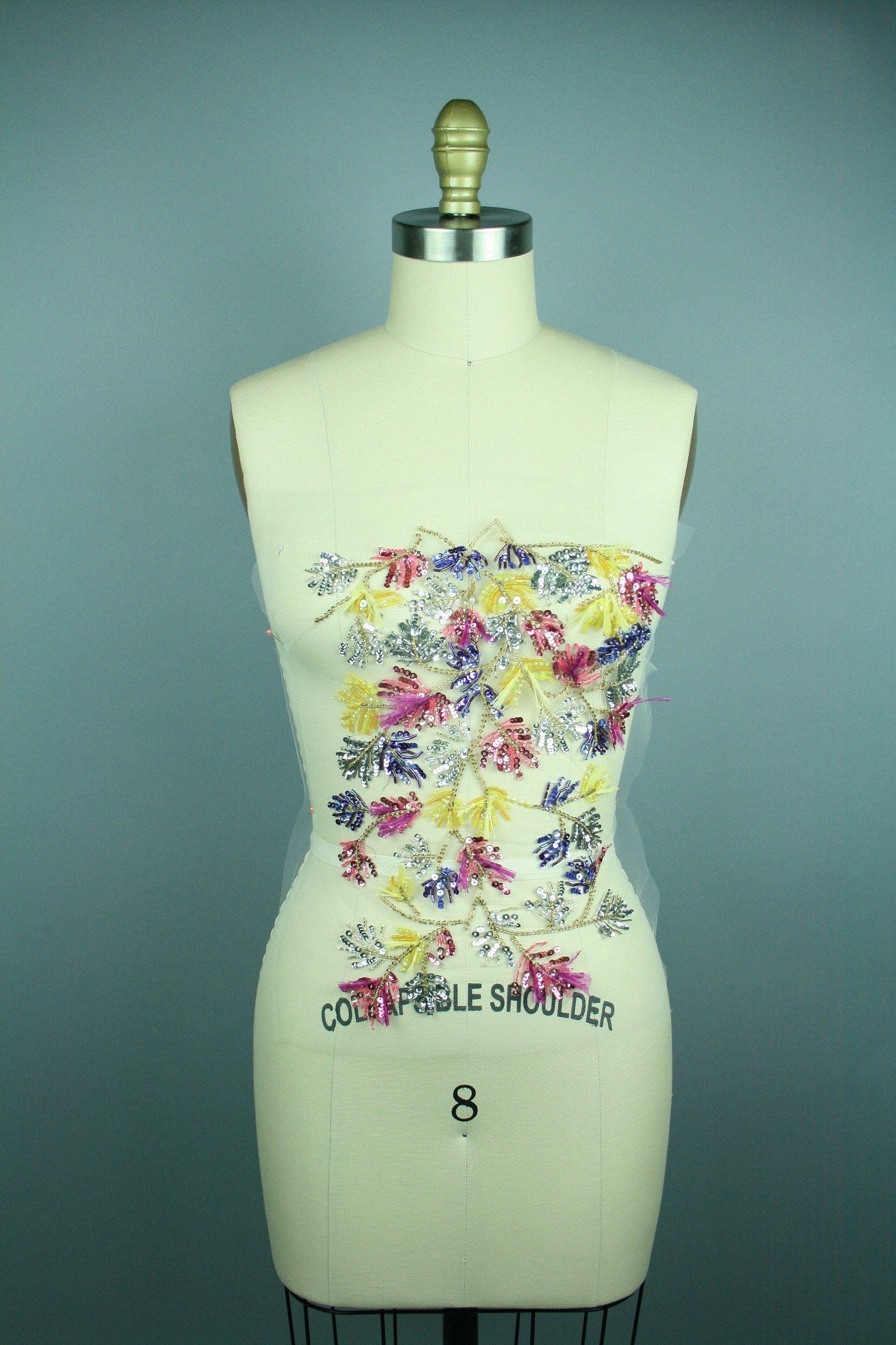 3D Colorful Floral Beaded Applique