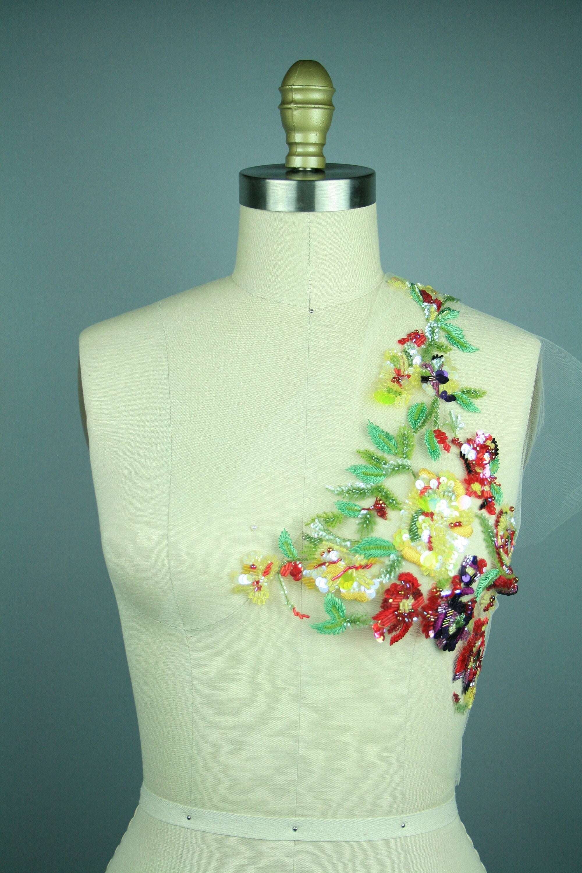 3D Colorful Beaded Floral Panel