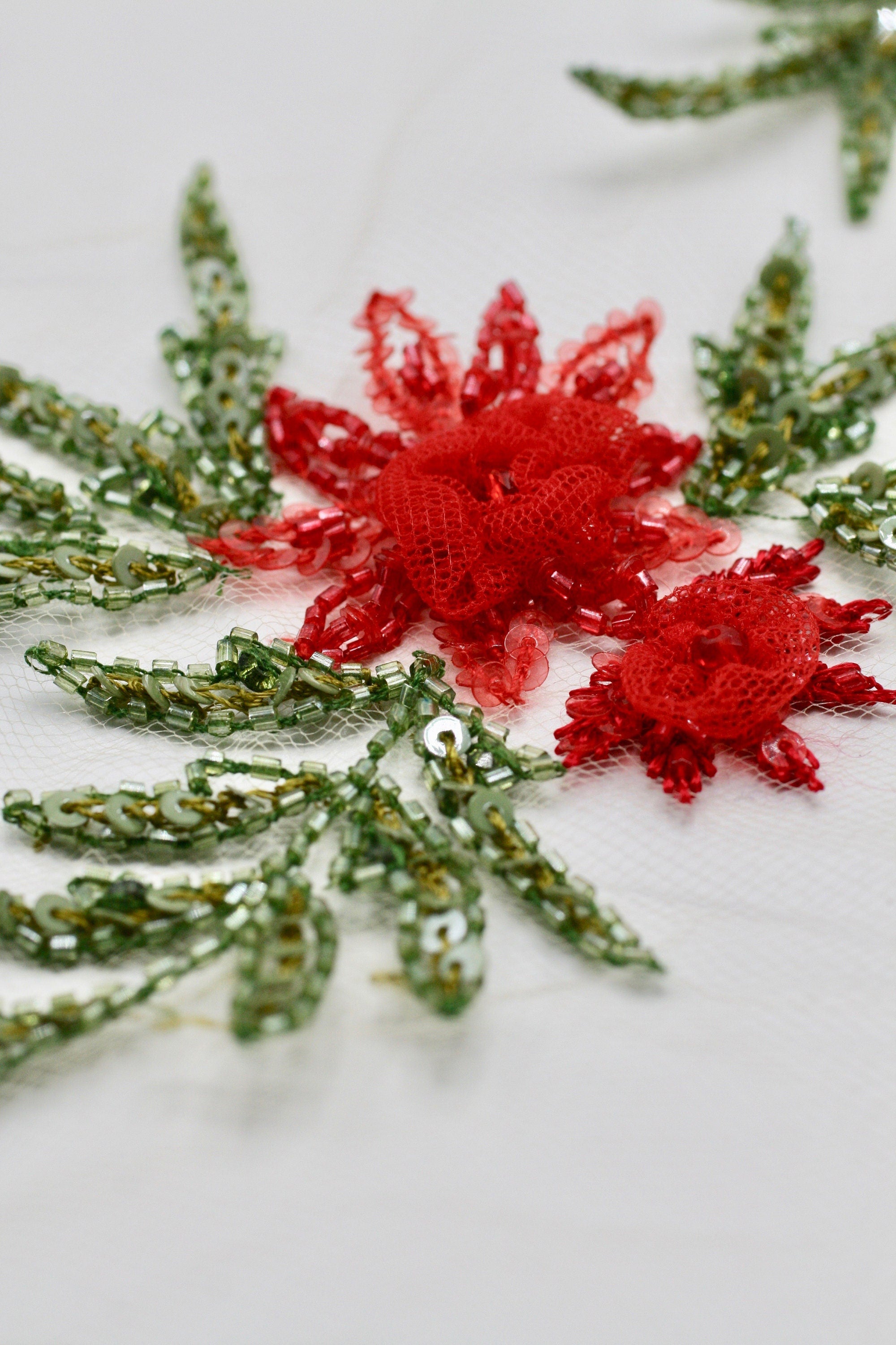 3D Indian Siam Floral Beaded Applique