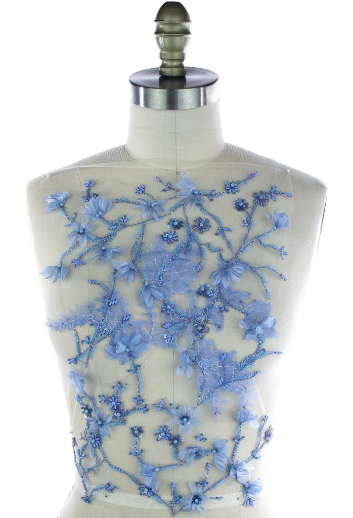 B113 - Floral Beaded Chantilly Lace Applique - Moda Artisans
