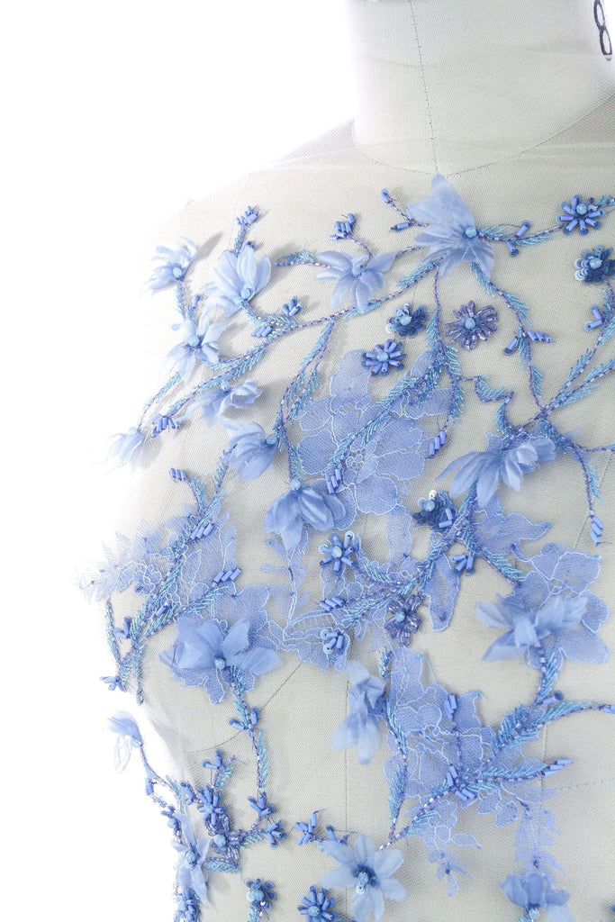 B113 - Floral Beaded Chantilly Lace Applique - Moda Artisans