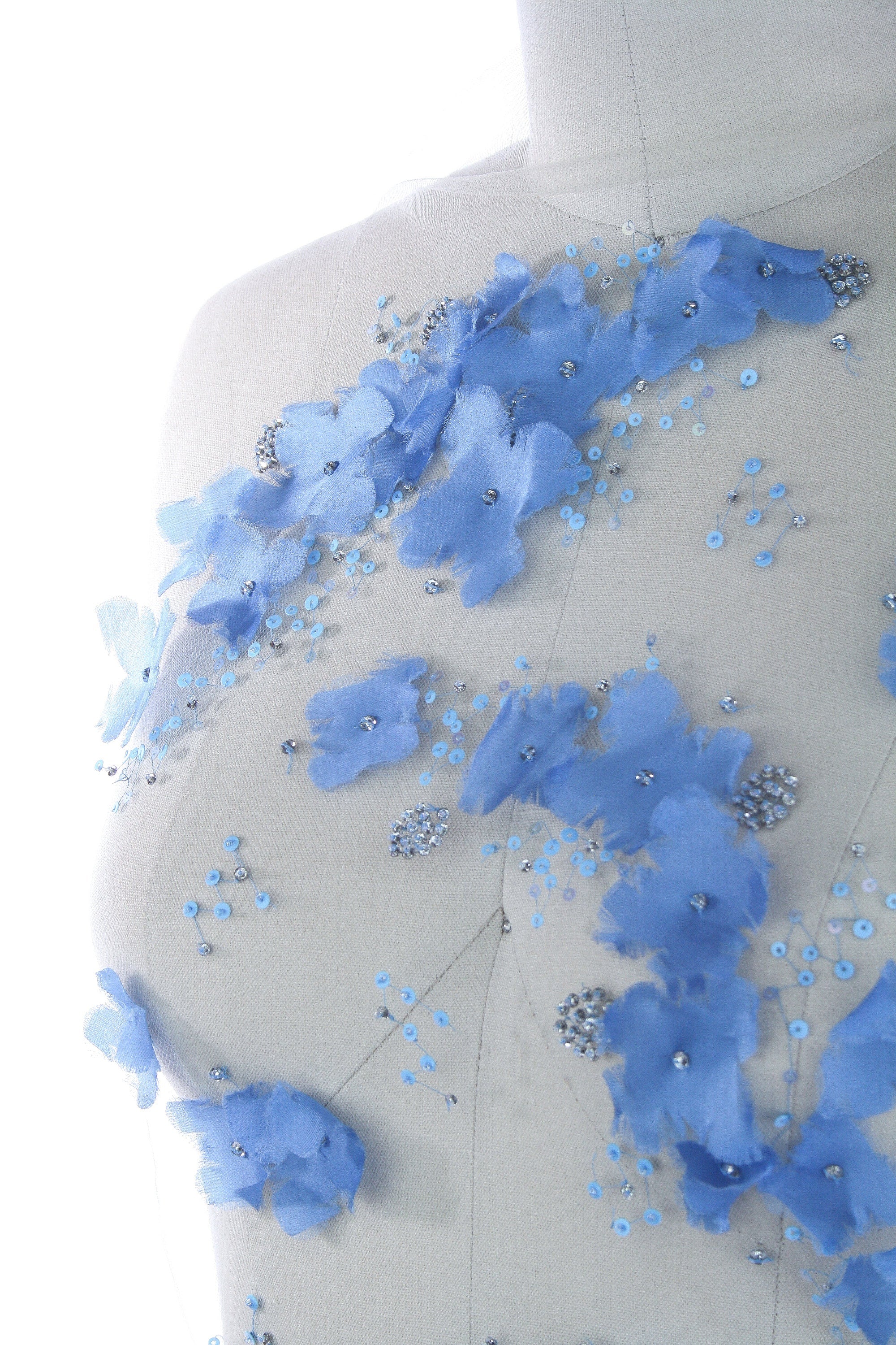 A126 - Capri Blue Allover Floral Applique