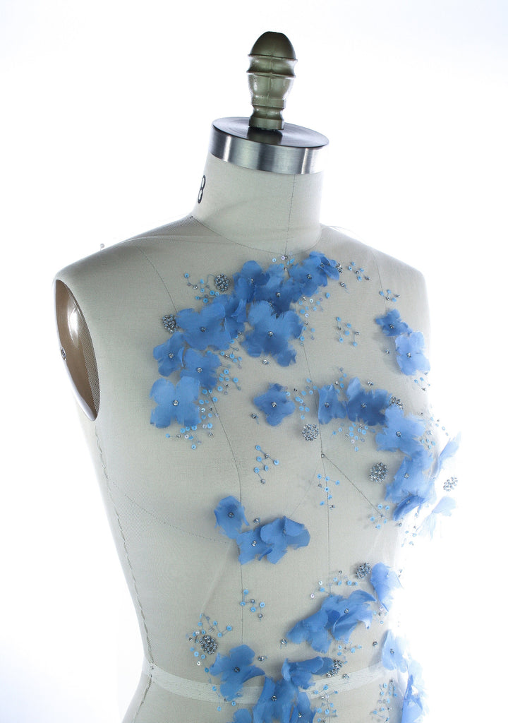 A126 - Capri Blue Allover Floral Applique