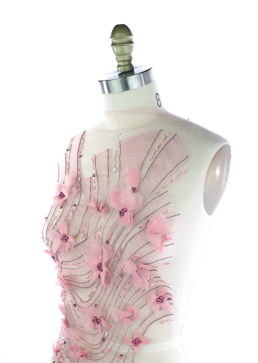 A129 - Swirling Floral Beaded Silk Applique - Moda Artisans