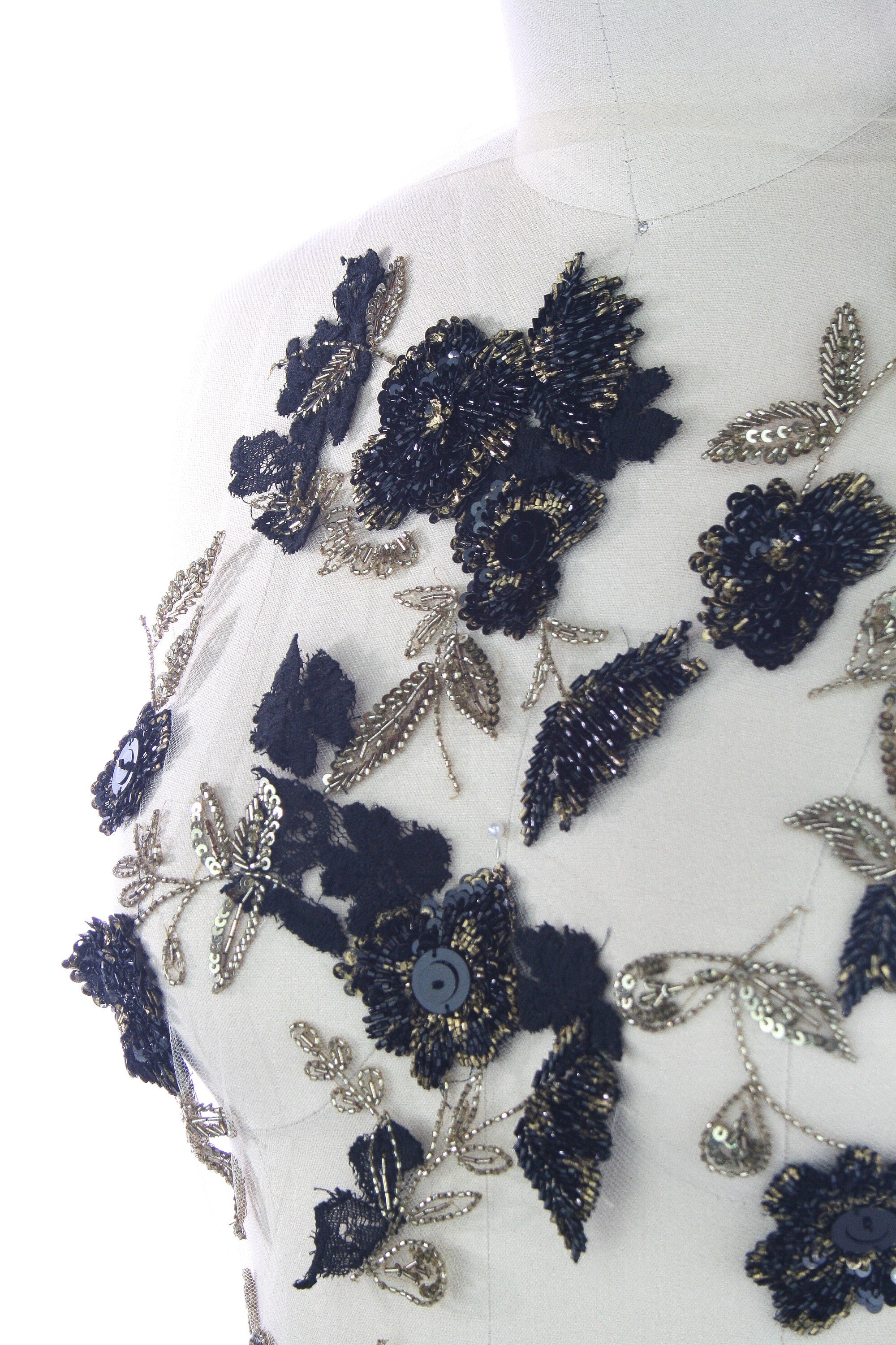 A123 - Black & Gold Floral Applique