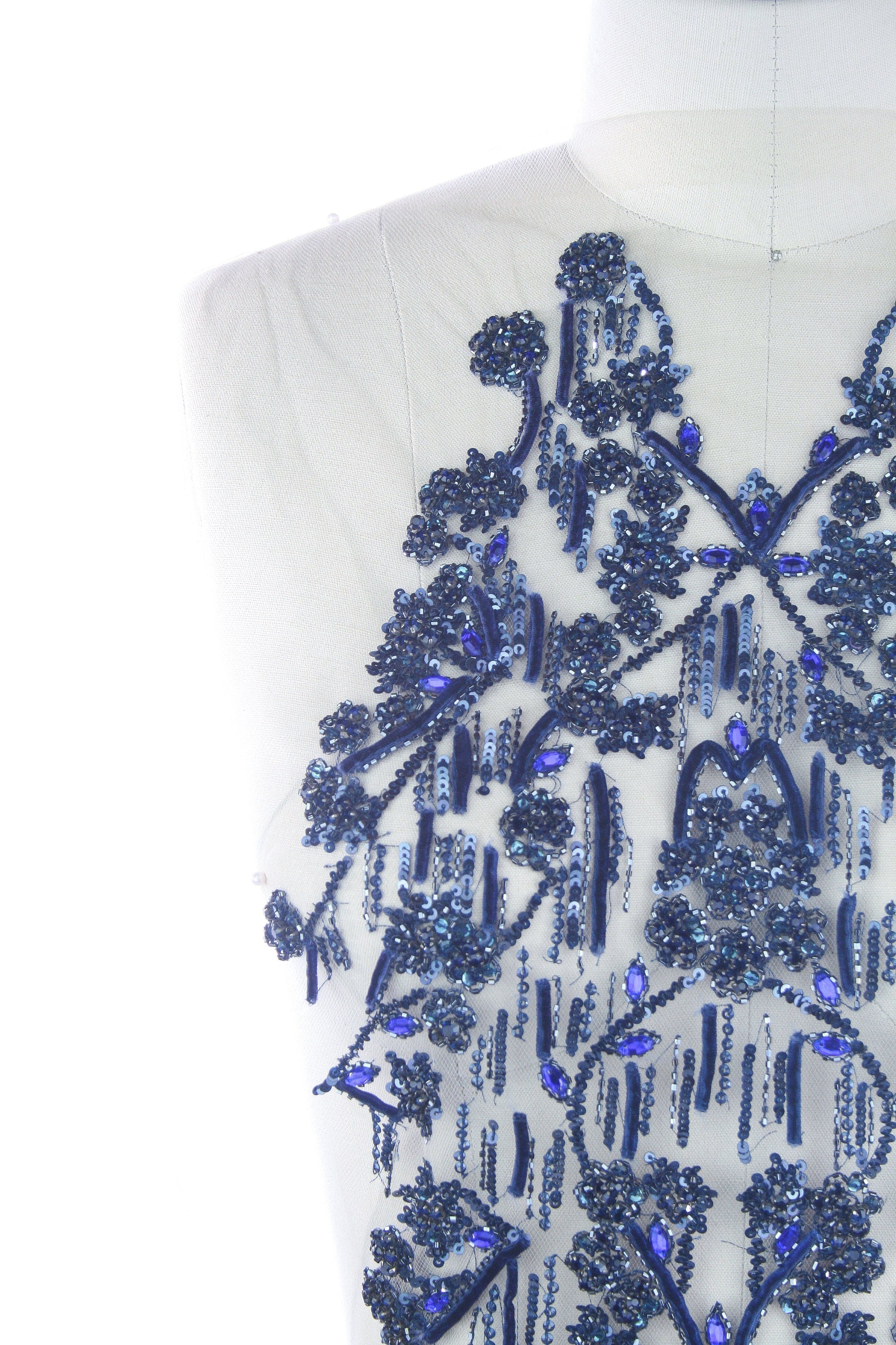 B112 - Black & Navy Victorian Applique Panel