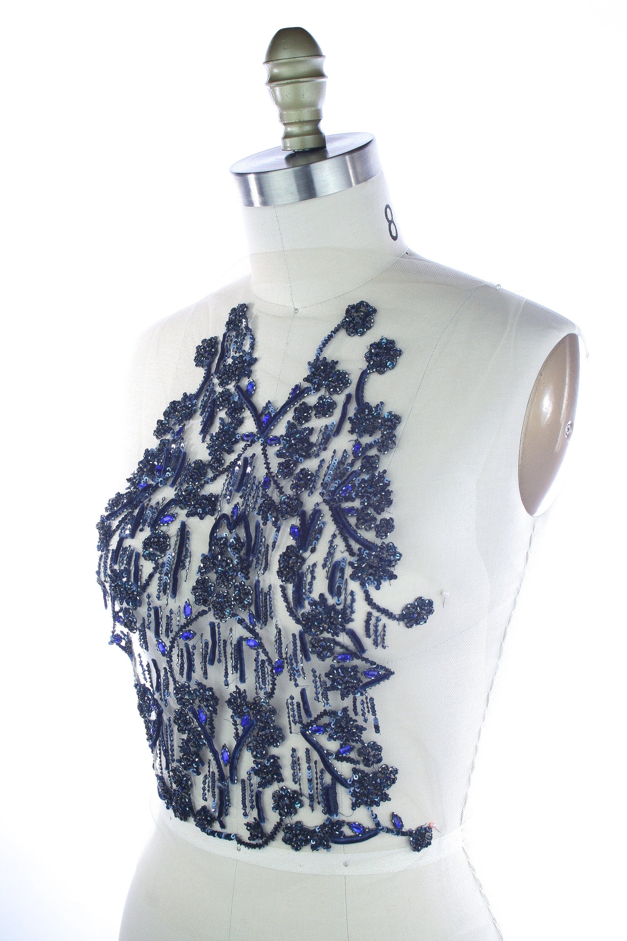 B112 - Black & Navy Victorian Applique Panel