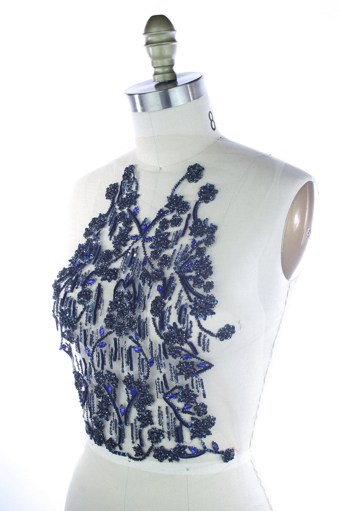 B112 - Black & Navy Victorian Applique Panel