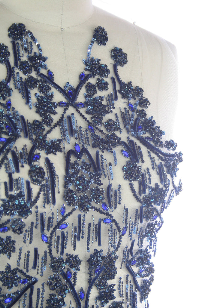 B112 - Black & Navy Victorian Applique Panel