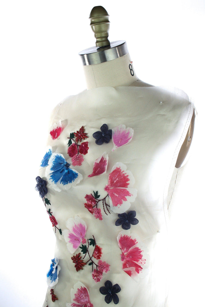 tbd - 3D Fuchsia & Sapphire Silk Floral Beaded Applique - Moda Artisans