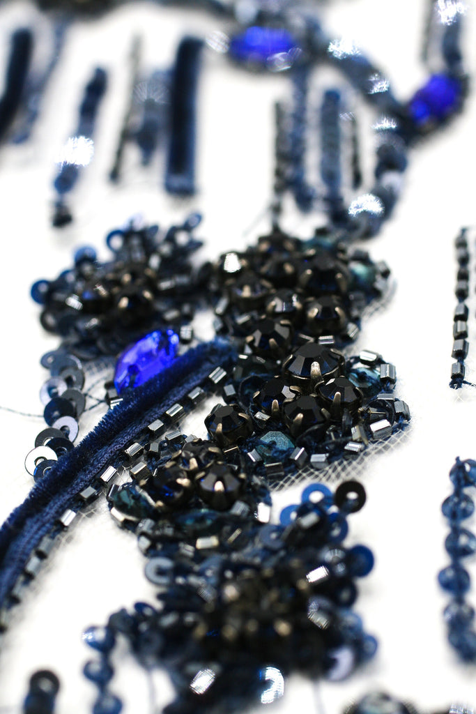 B112 - Black & Navy Victorian Applique Panel