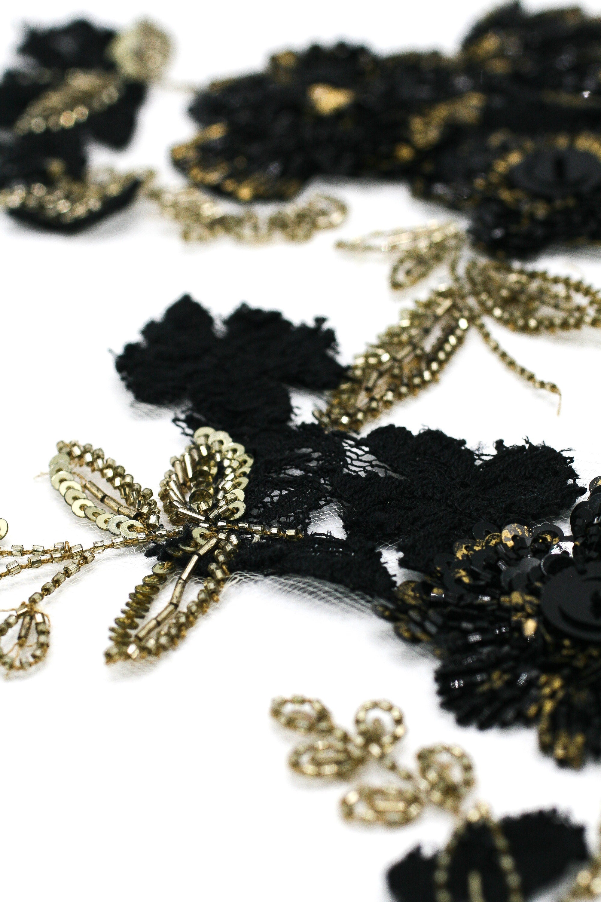 A123 - Black & Gold Floral Applique