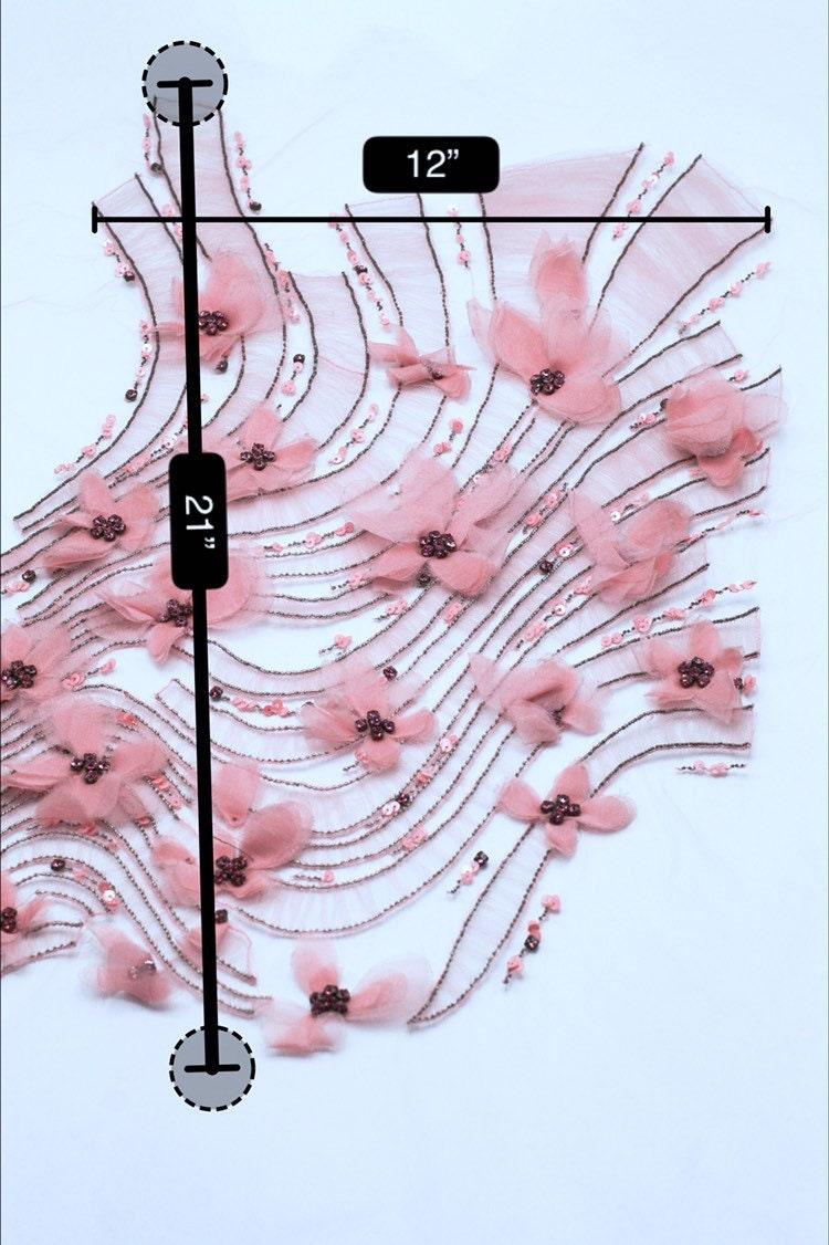 A129 - Swirling Floral Beaded Silk Applique - Moda Artisans