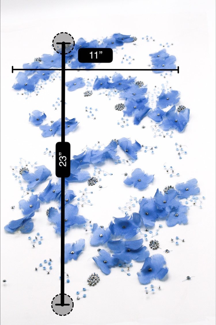 A126 - Capri Blue Allover Floral Applique