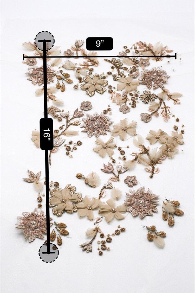 A115 - Monochromatic Beige Floral Applique - Moda Artisans