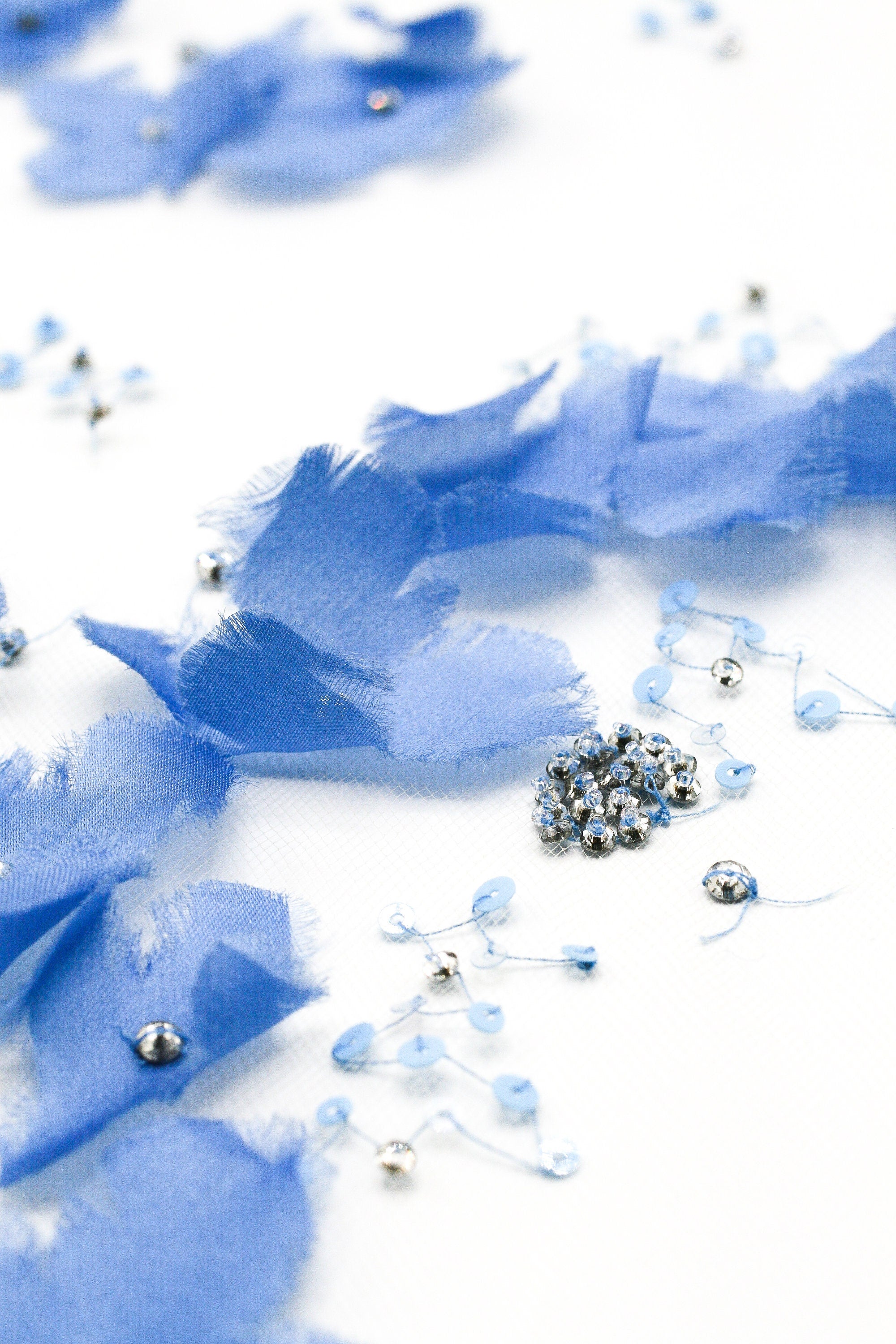 A126 - Capri Blue Allover Floral Applique