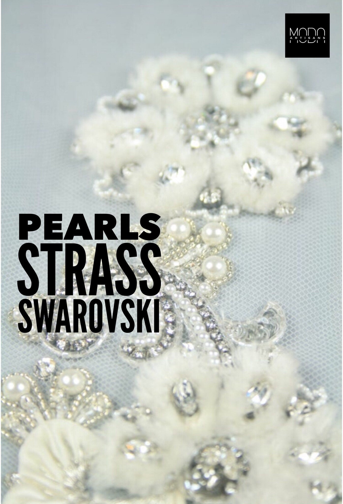 3D Crystal & Pearl Wedding Applique