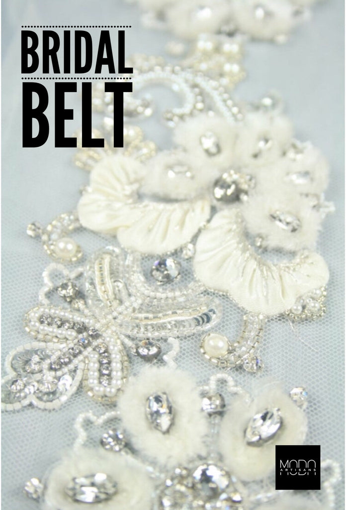 3D Crystal & Pearl Wedding Applique