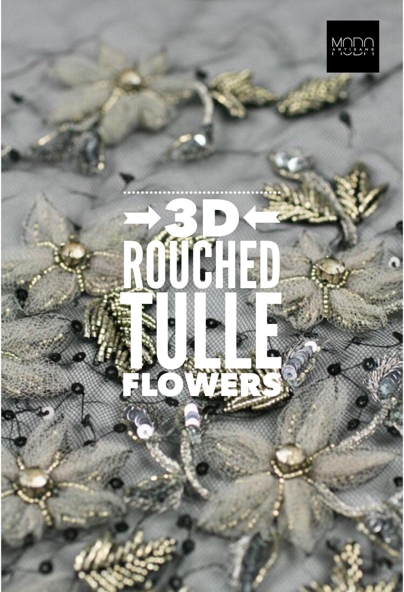 3D Greige & Silver Beaded Applique - Moda Artisans