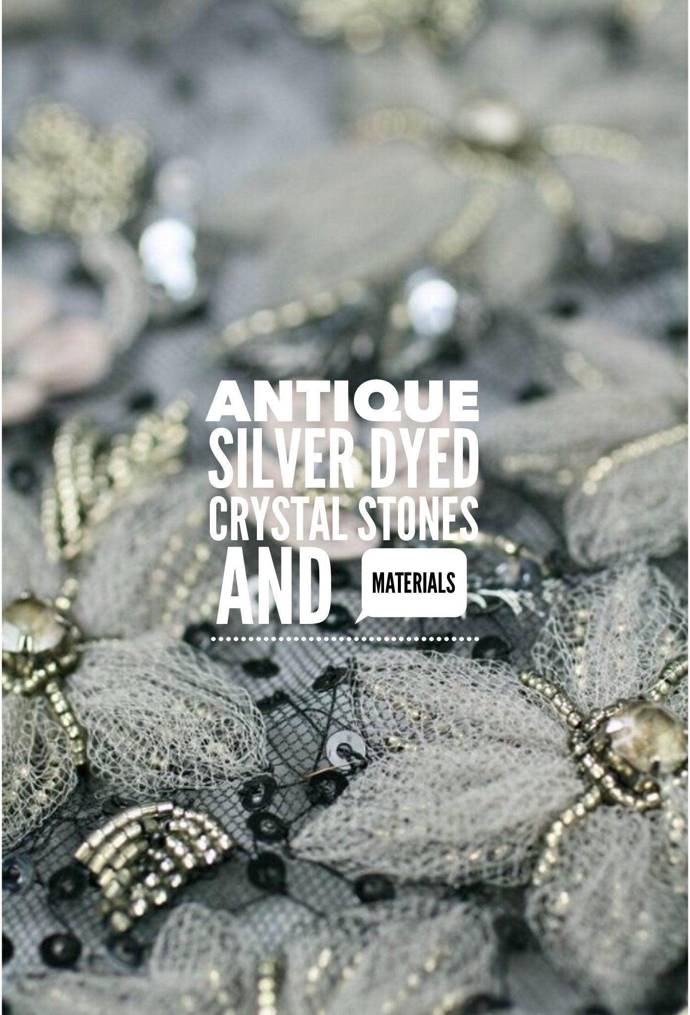 3D Greige & Silver Beaded Applique - Moda Artisans