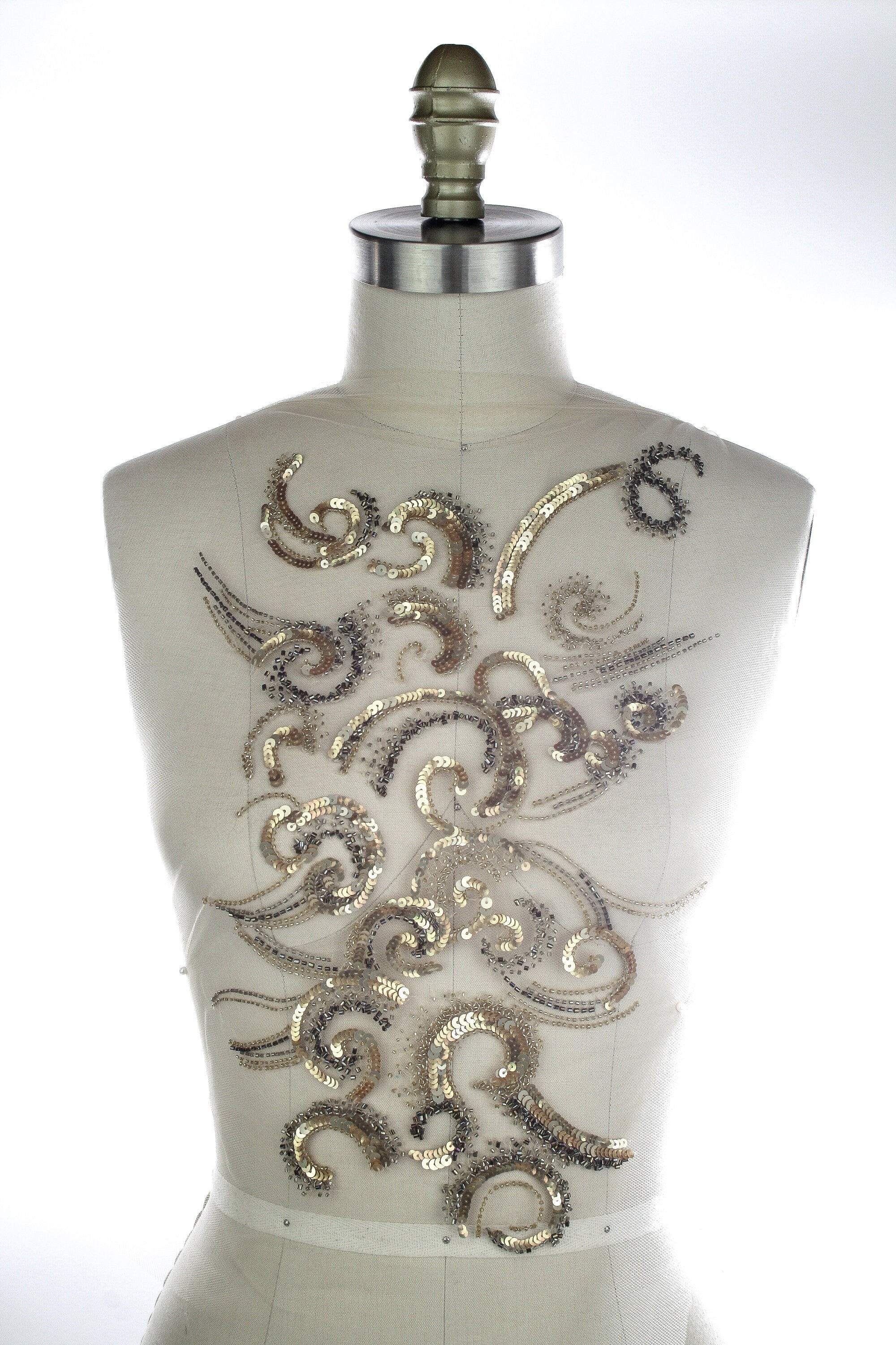 3D Gold Baroque Beaded Sequin Applique