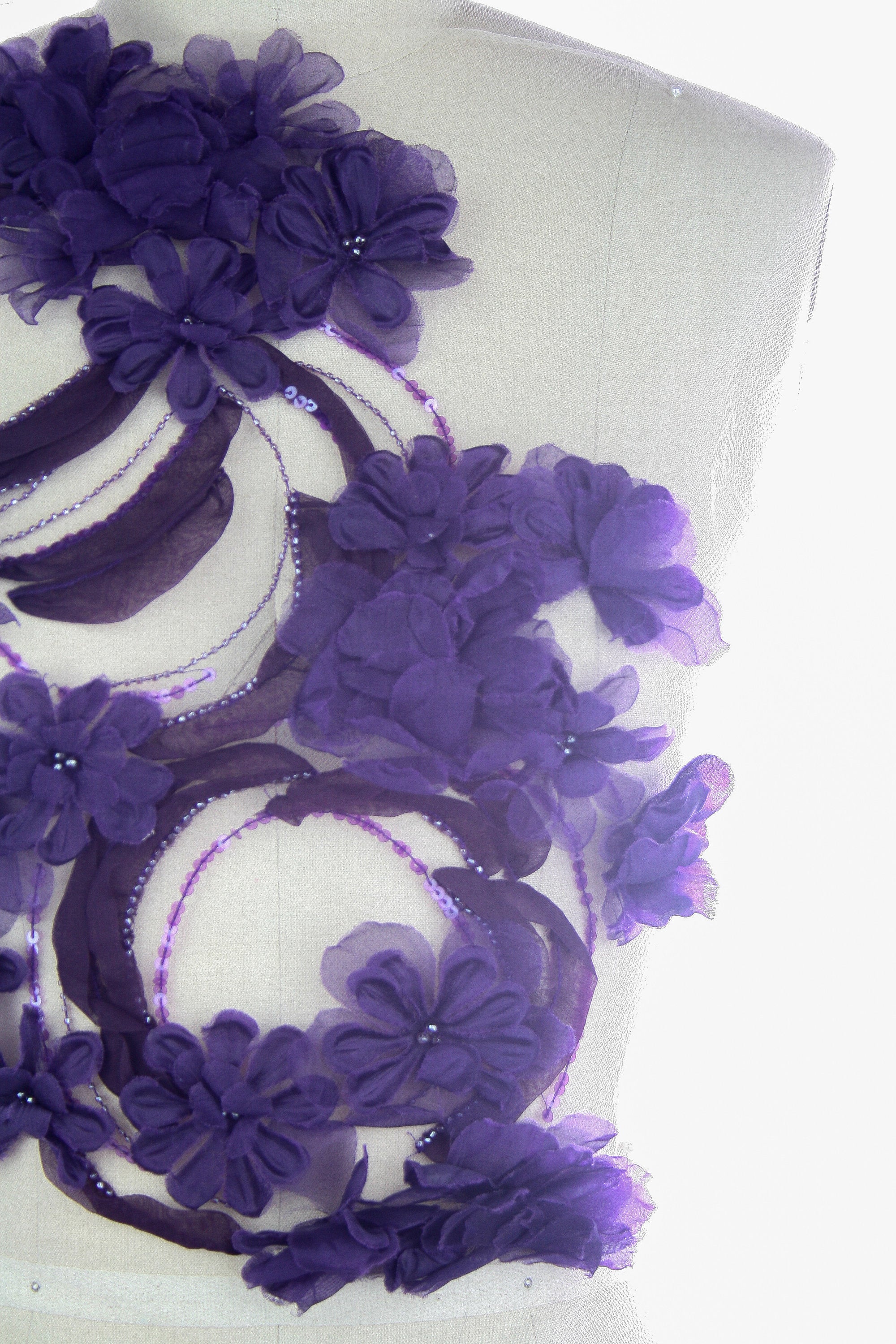 tbd - Amethyst Silk Organza Floral Panel