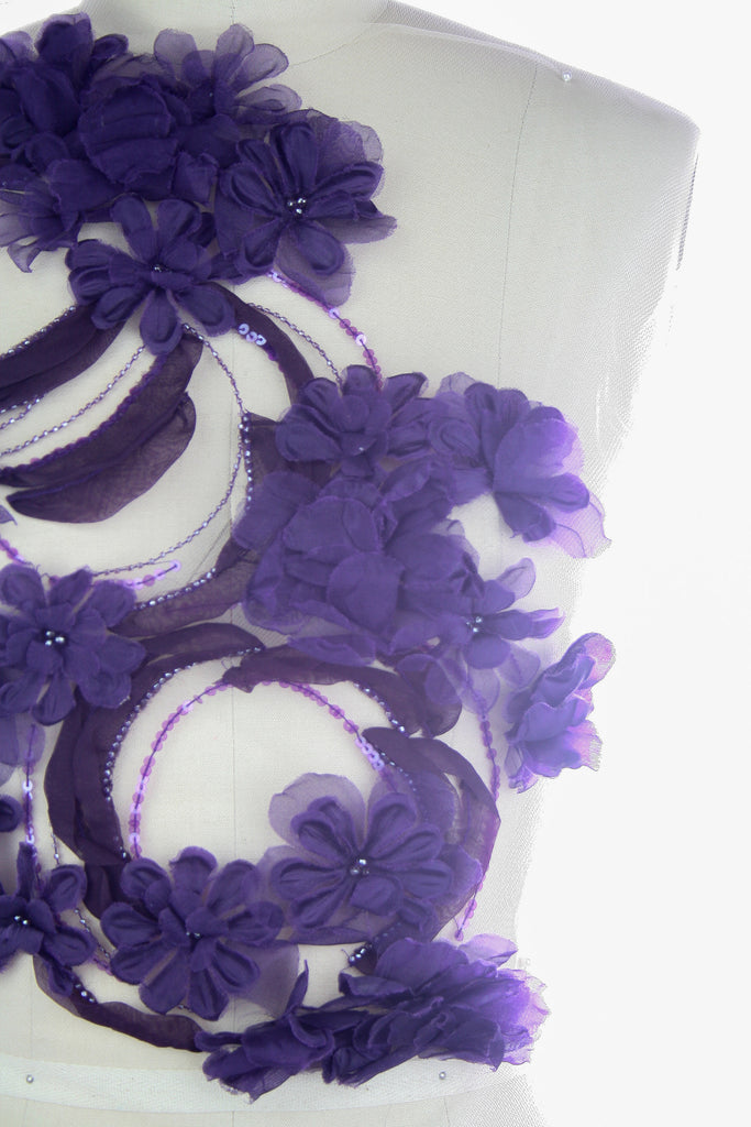 tbd - Amethyst Silk Organza Floral Panel