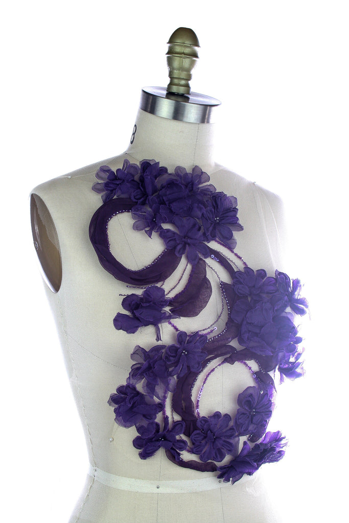 tbd - Amethyst Silk Organza Floral Panel
